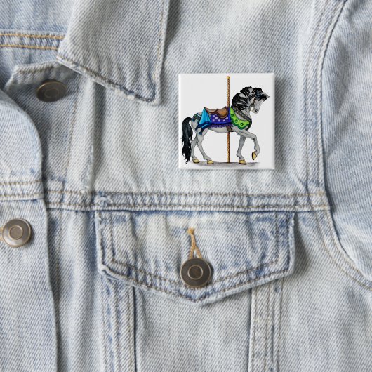 Carousel Horse Vierkante Button 5,1 Cm (In situ)