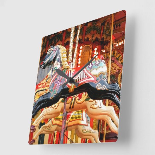 CAROUSEL HORSE VIERKANTE KLOK (Hoek)