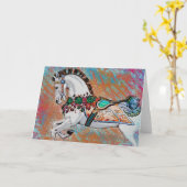 Carousel Horse Wenskaart - Colorful Merry Kaart (Gele Bloem)