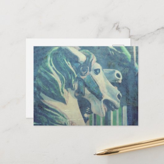 Carousel Horses Flashback to Summer Days Briefkaart (Voorkant / Achterkant in situ)