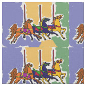 Carousel Horses Folk Art Fabric Stof (Close Up)