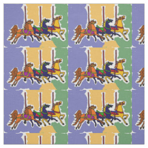 Carousel Horses Folk Art Fabric Stof