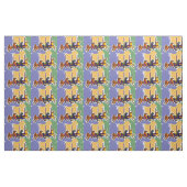 Carousel Horses Folk Art Fabric Stof (Fat Quarter)