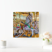 Carousel Horses Vierkante Klok (Huis)