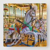 Carousel Horses Vierkante Klok (Voorkant)