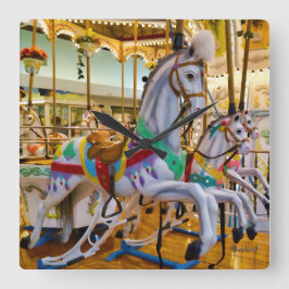 Carousel Horses Vierkante Klok