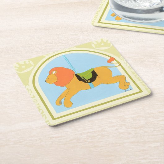 Carousel Lion van June Erica Vess Kartonnen Onderzetters (Schuin)