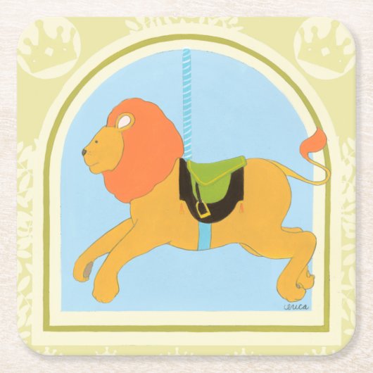 Carousel Lion van June Erica Vess Kartonnen Onderzetters (Voorkant)