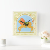 Carousel Lion van June Erica Vess Vierkante Klok (Huis)