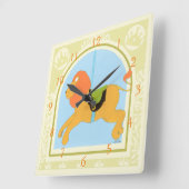 Carousel Lion van June Erica Vess Vierkante Klok (Hoek)