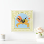 Carousel Lion van June Erica Vess Vierkante Klok (Huis)