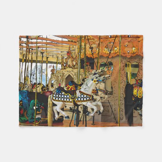 Carousel Magic - Merry-go-Round Fleece Deken (Voorkant (Horizontaal))