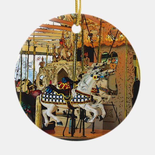 Carousel Magic - Merry-go-Round Keramisch Ornament (Voorkant)