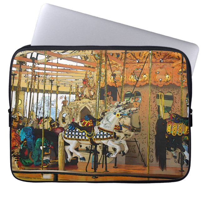 Carousel Magic - Merry-go-Round Laptop Sleeve (Voorkant)