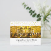 Carousel Merry-Go-Round Gold Confetti Wedding Aankondigingskaart (Staand voorkant)