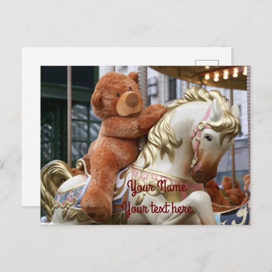 Carousel met Teddy Bear Briefkaart (Voorkant / Achterkant)