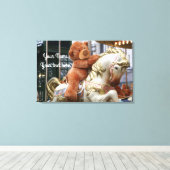 Carousel met Teddy Bear Canvas Afdruk (Insitu (Houten vloer))
