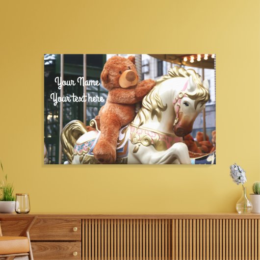Carousel met Teddy Bear Canvas Afdruk (Insitu (Woonkamer))