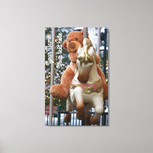 Carousel met Teddy Bear Canvas Afdruk