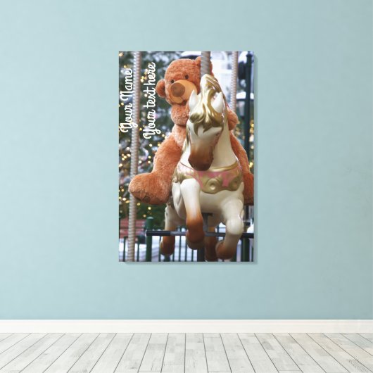 Carousel met Teddy Bear Canvas Afdruk (Insitu (Houten vloer))