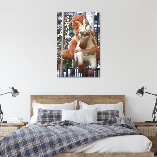 Carousel met Teddy Bear Canvas Afdruk (Insitu (Slaapkamer))