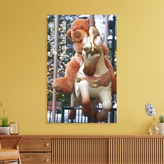 Carousel met Teddy Bear Canvas Afdruk (Insitu (Woonkamer))