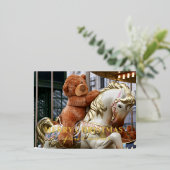 Carousel met Teddy Bear Folie Feestdagen Briefkaart (Staand Voorkant)