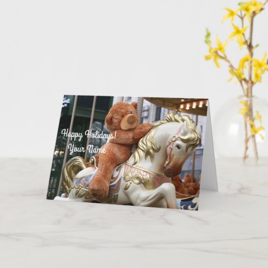 Carousel met Teddy Bear Kaart (Gele Bloem)