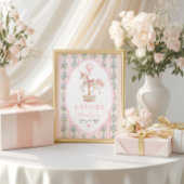 Carousel Pink Birthday Favors Sign Poster