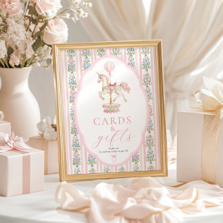 Carousel Pink Cards and Gifts Sign Poster