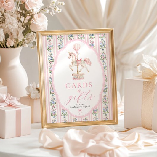Carousel Pink Cards and Gifts Sign Poster