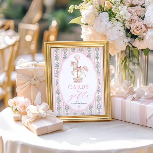 Carousel Pink Cards and Gifts Sign Poster