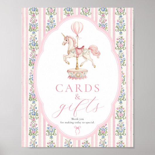 Carousel Pink Cards and Gifts Sign Poster (Voorkant)