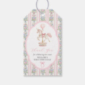 Carousel Pink First Birthday Cadeaulabel (Voorkant)