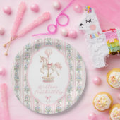 Carousel Pink First Birthday Papieren Bordje (Feest)