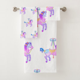 Carousel Pony Bath Towel Set Bad Handdoek
