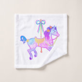 Carousel Pony Bath Towel Set Bad Handdoek (Wasdoekje)