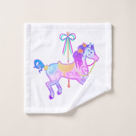 Carousel Pony Bath Towel Set Bad Handdoek (Wasdoekje)