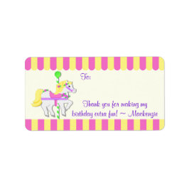 Carousel Pony Birthday Favor Tag Etiket