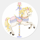 Carousel Pony Ronde Sticker (Voorkant)