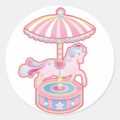 Carousel Pony Ronde Sticker (Voorkant)