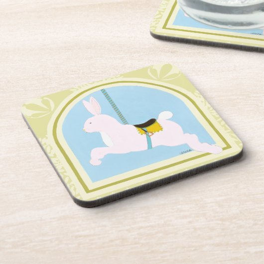 Carousel Rabbit van June Erica Vess Bier Onderzetter (Linkerzijde)