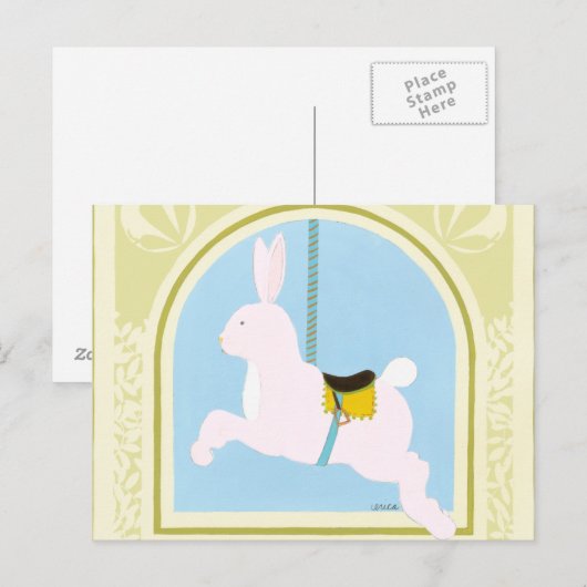 Carousel Rabbit van June Erica Vess Briefkaart (Voorkant / Achterkant)