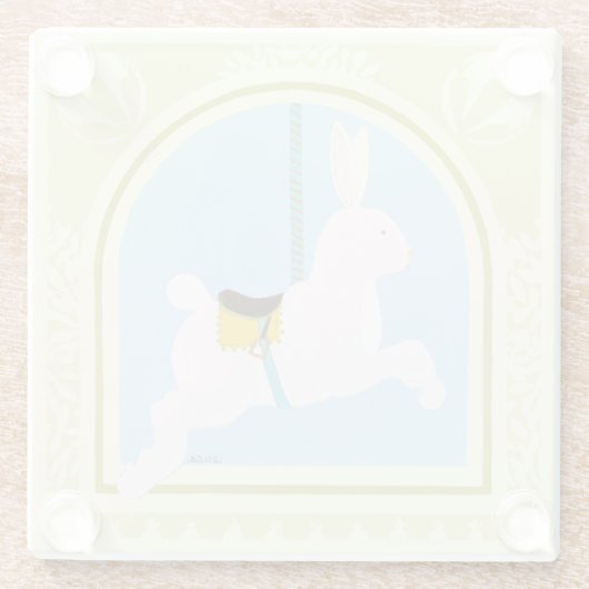 Carousel Rabbit van June Erica Vess Glazen Onderzetter (Achterkant)