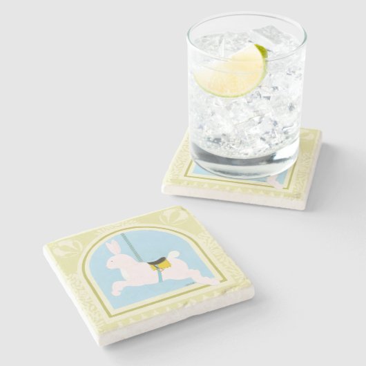 Carousel Rabbit van June Erica Vess Stenen Onderzetter (Zijkant)