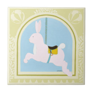 Carousel Rabbit van June Erica Vess Tegeltje
