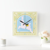 Carousel Rabbit van June Erica Vess Vierkante Klok (Huis)