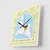 Carousel Rabbit van June Erica Vess Vierkante Klok (Hoek)