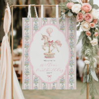Carousel Roze Eerste Verjaardag Welkom