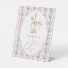Carousel Roze Kaarten en Cadeaus Bord Reclamebord Met Voetstuk